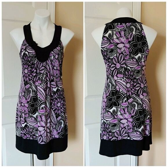 Wrapper floral embroidered mini dress sz M - Picture 1 of 8